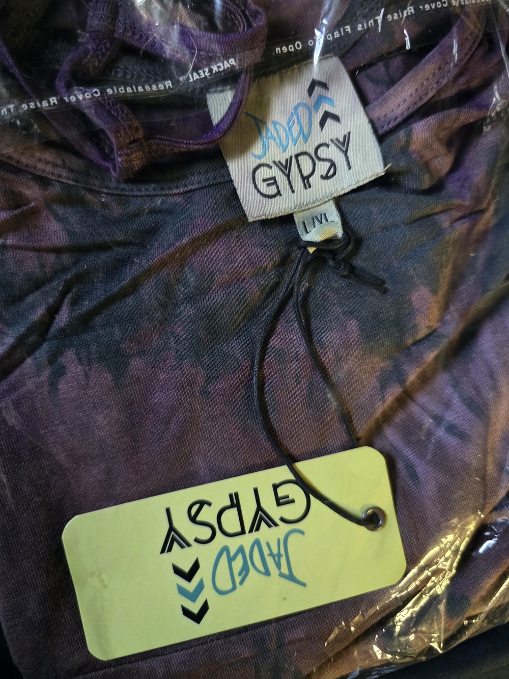 Jaded Gypsy L/XL Purple & Black Tie-Dye Tank Top